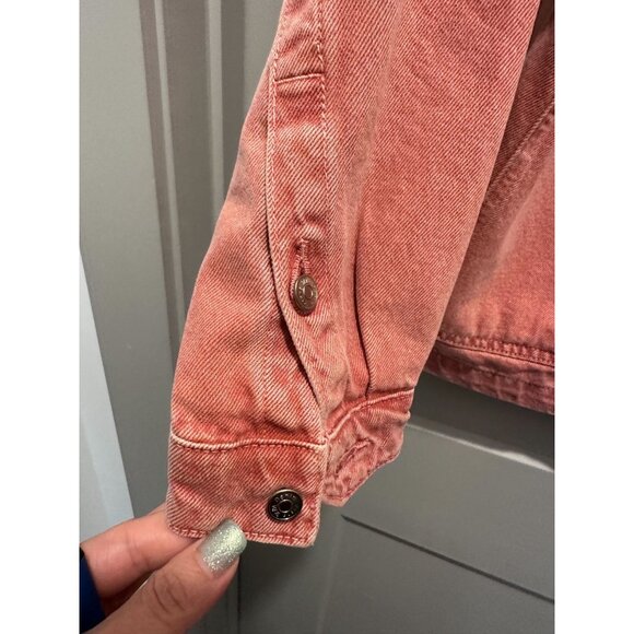 Zara Dusty Pink Washed Denim Oversized Jacket Women’s Size S NWT - Picture 6 of 8